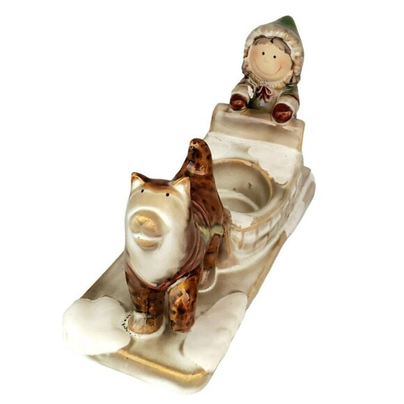 Yankee Candle Eskimo Husky Tealight Holder Votive Dog Sled Girl Snow Holiday - Picture 9 of 15